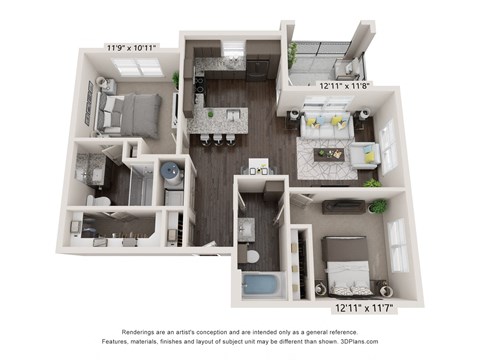 two bedroom floorplan